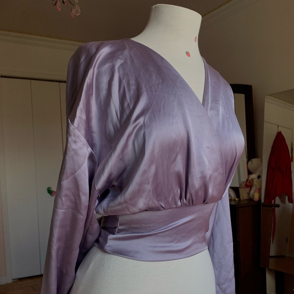 Dynamite Lilac Satin Wrap Top 💜